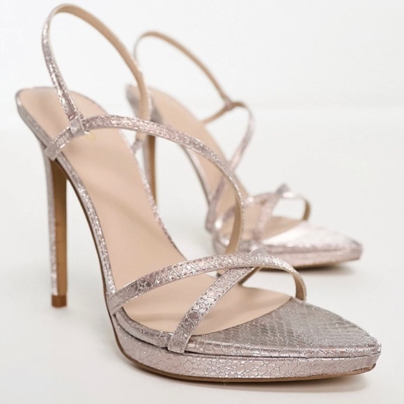 ALDO Resurge stiletto heels in metallic blush snakeprint size 10 brand new - Picture 5 of 5